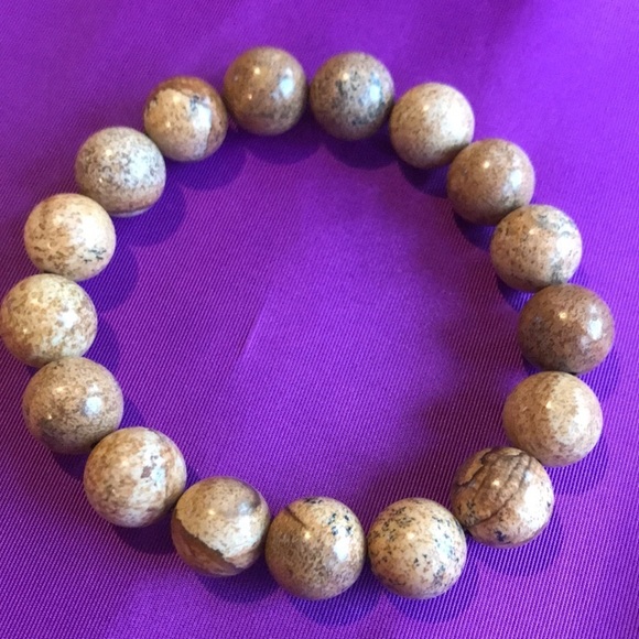 NEW without tag Picture Jasper beaded stretch bracelet - Picture 4 of 6